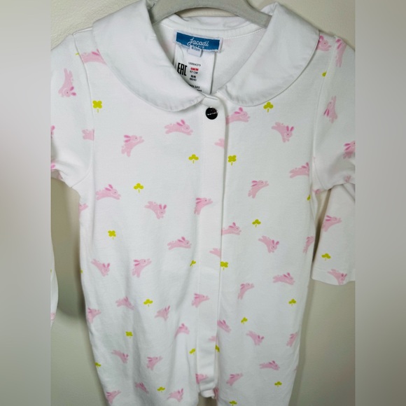 Jacadi Paris Baby Girl Collared Footie Pink Bunnies Size 6M - Picture 3 of 5